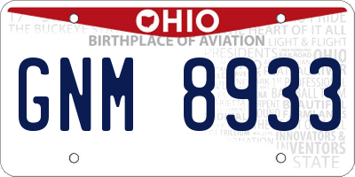 OH license plate GNM8933
