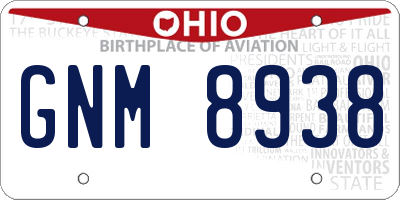OH license plate GNM8938