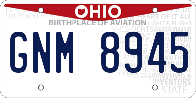 OH license plate GNM8945