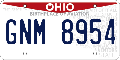 OH license plate GNM8954