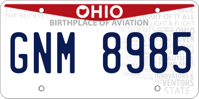 OH license plate GNM8985