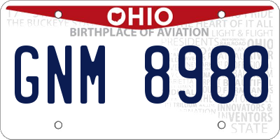OH license plate GNM8988