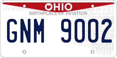 OH license plate GNM9002