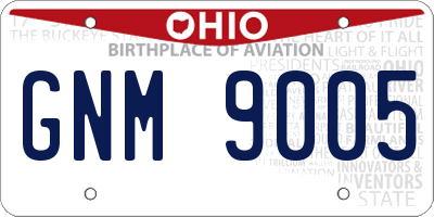 OH license plate GNM9005
