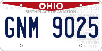 OH license plate GNM9025