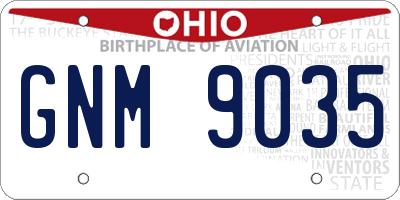 OH license plate GNM9035