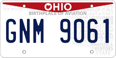 OH license plate GNM9061