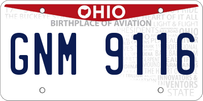 OH license plate GNM9116