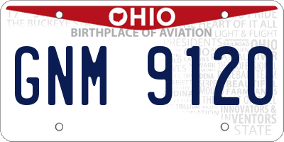 OH license plate GNM9120