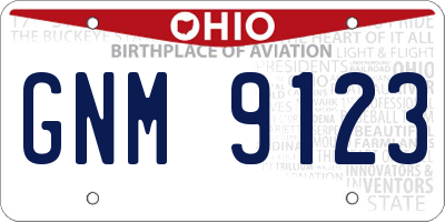 OH license plate GNM9123