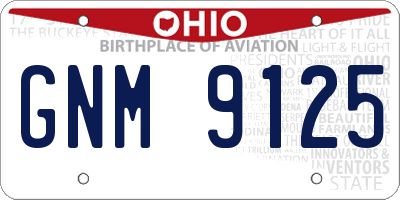 OH license plate GNM9125