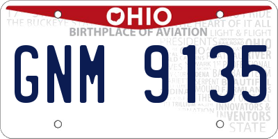 OH license plate GNM9135