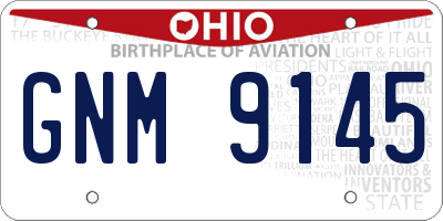 OH license plate GNM9145