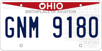 OH license plate GNM9180