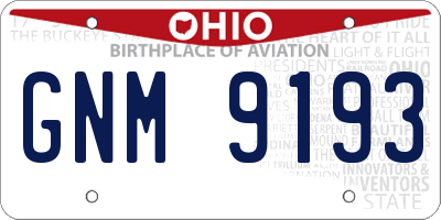 OH license plate GNM9193