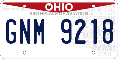 OH license plate GNM9218
