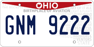 OH license plate GNM9222