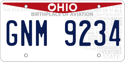 OH license plate GNM9234
