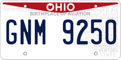 OH license plate GNM9250