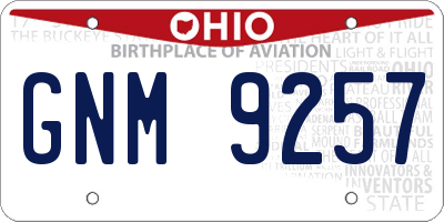 OH license plate GNM9257