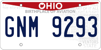 OH license plate GNM9293