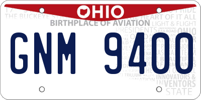 OH license plate GNM9400