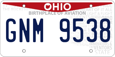 OH license plate GNM9538