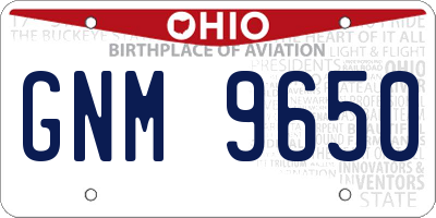 OH license plate GNM9650