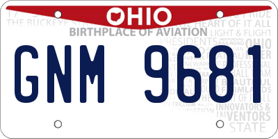 OH license plate GNM9681