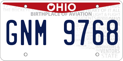 OH license plate GNM9768