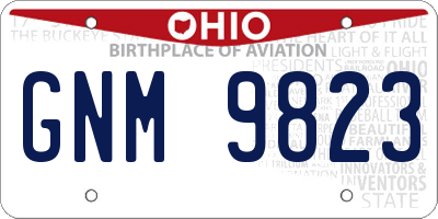 OH license plate GNM9823