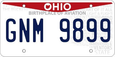 OH license plate GNM9899