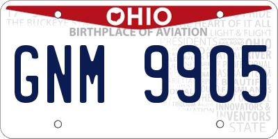 OH license plate GNM9905