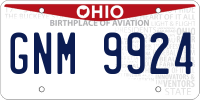 OH license plate GNM9924