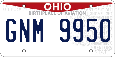 OH license plate GNM9950