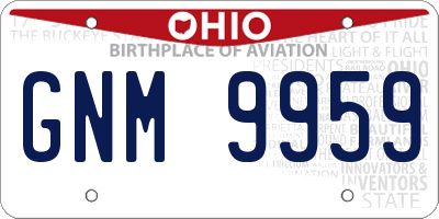 OH license plate GNM9959