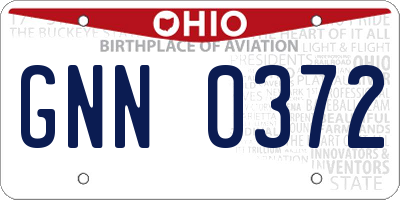 OH license plate GNN0372