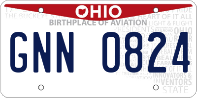 OH license plate GNN0824