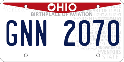 OH license plate GNN2070