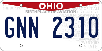 OH license plate GNN2310