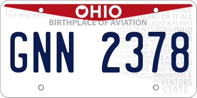 OH license plate GNN2378