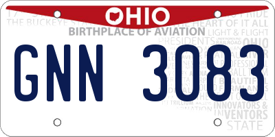 OH license plate GNN3083