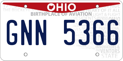OH license plate GNN5366
