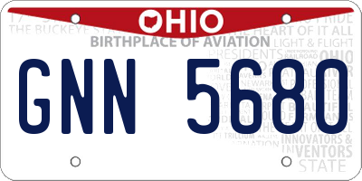 OH license plate GNN5680