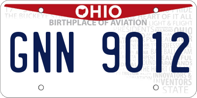 OH license plate GNN9012