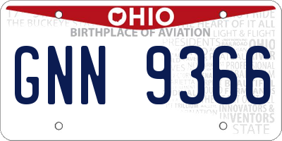 OH license plate GNN9366