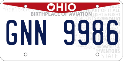 OH license plate GNN9986
