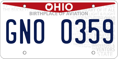 OH license plate GNO0359