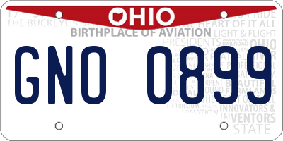 OH license plate GNO0899