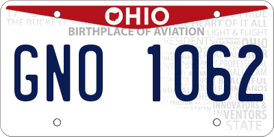OH license plate GNO1062